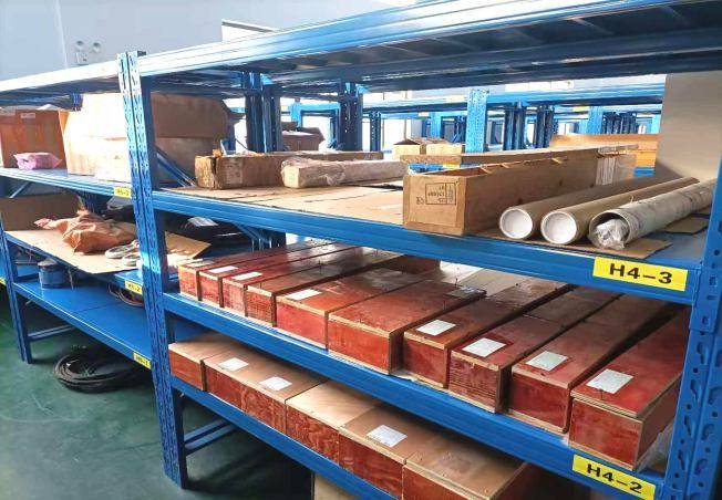 Crated and protected spare parts